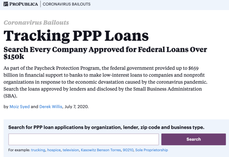 Research Tools: ProPublica’s PPP Loan Database Of Companies Receiving ...