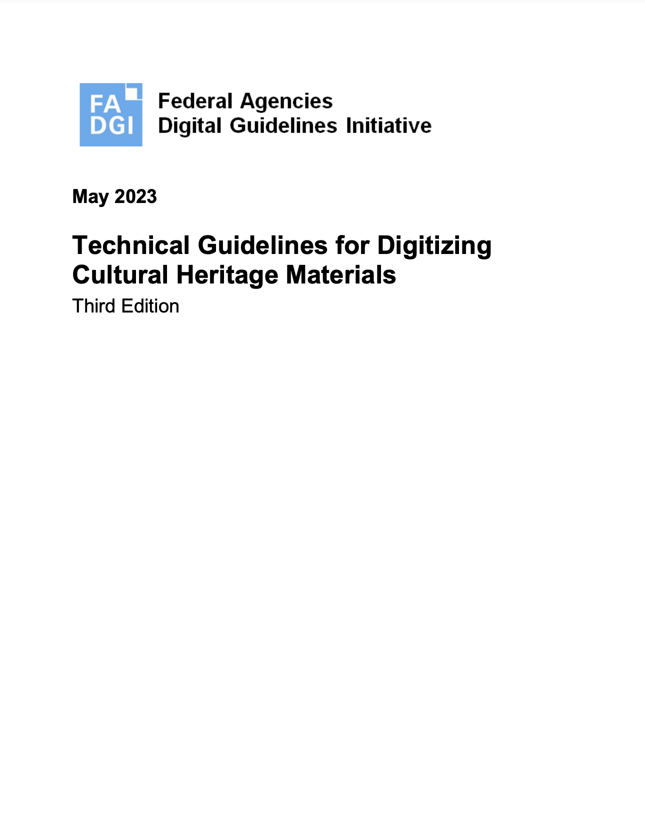 3rd Edition of FADGI Still Image Digitization Guidelines Published