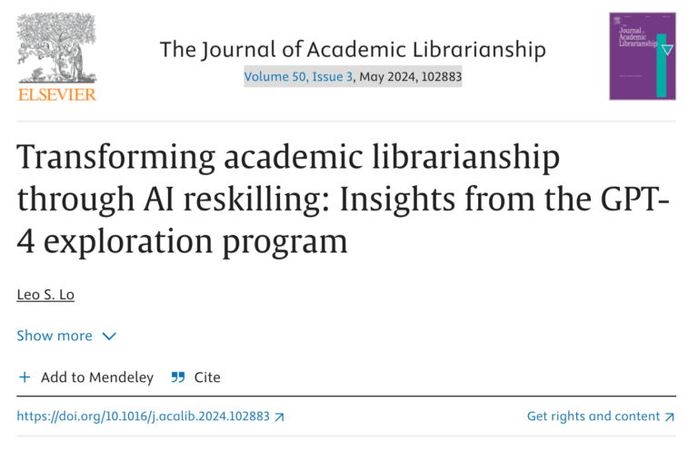 Journal Article: “transforming Academic Librarianship Through Ai 