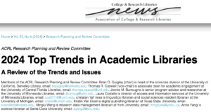 2024 Top Trends in Academic Libraries: A Review of the Trends and Issues
