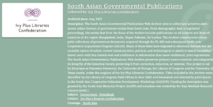 Ivy Plus Libraries Confederation (IPLC) Launches the South Asian Governmental Publications Web Archive