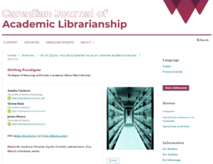 Journal Article: “Shifting Paradigms: The Impact of Streaming on Diversity in Academic Library Film Collections”