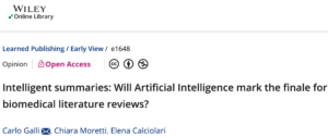 Journal Article: “Intelligent Summaries: Will Artificial Intelligence Mark the Finale for Biomedical Literature Reviews?”